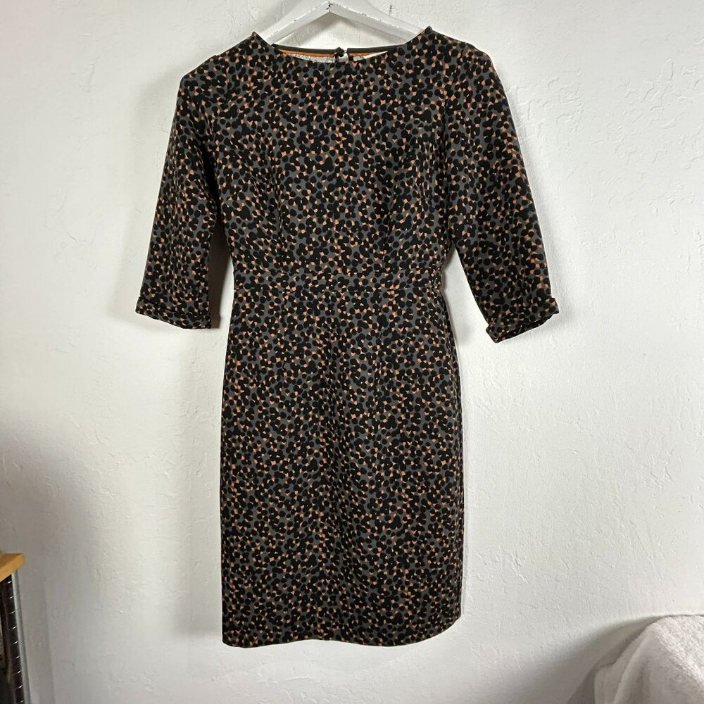 Boden Women's Spotted Half Sleeve Round Neck Casual Mini Sheath Dress Black 2P